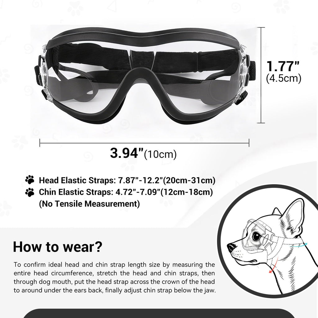 Clear Dog Goggles For Small Dogs, Protection Dog Sunglasses Small Breed, Driving Glasses For Dogs Stick Head Out Car Window, Windproof Dustproof