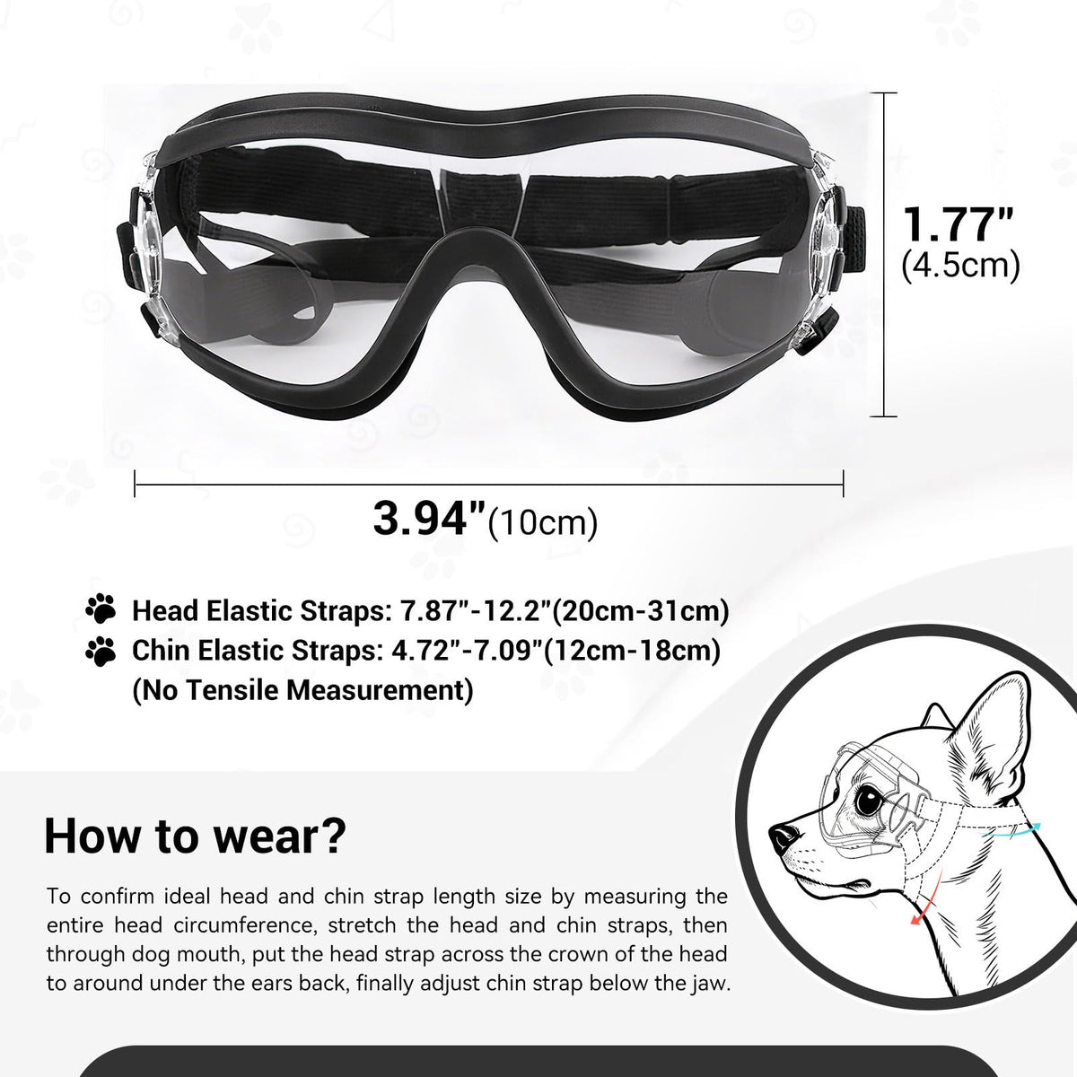 Clear Dog Goggles For Small Dogs, Protection Dog Sunglasses Small Breed, Driving Glasses For Dogs Stick Head Out Car Window, Windproof Dustproof