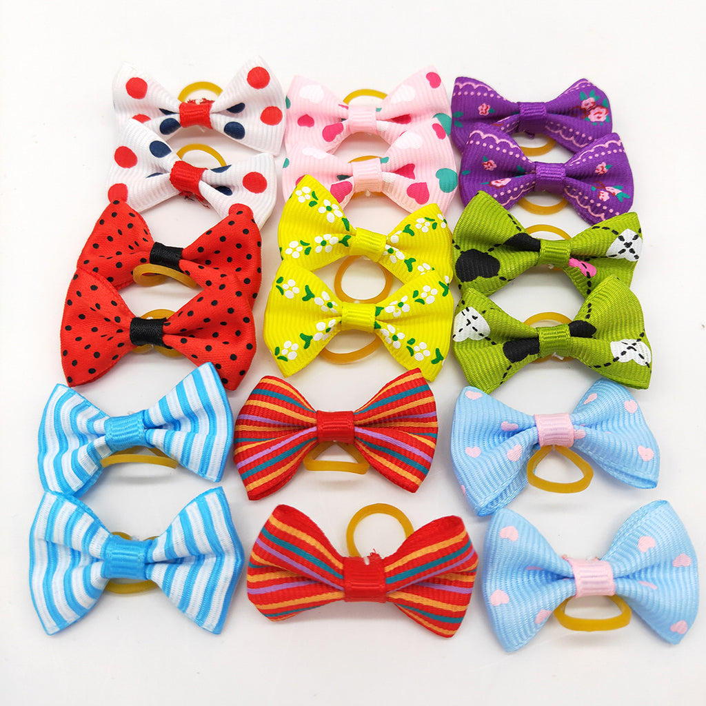 Pet Head Flower Bow Leather Band Ornament Dog