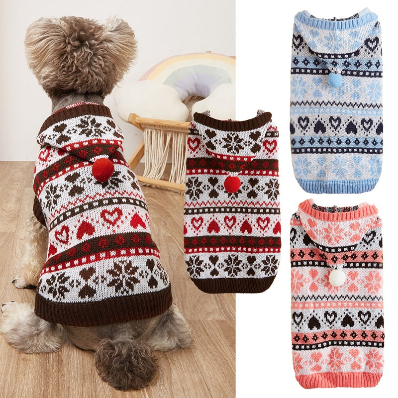 Pet Clothes Snowflake Love Striped Camouflage Knitted Warm Bardo Bichon VIP Dog Sweater