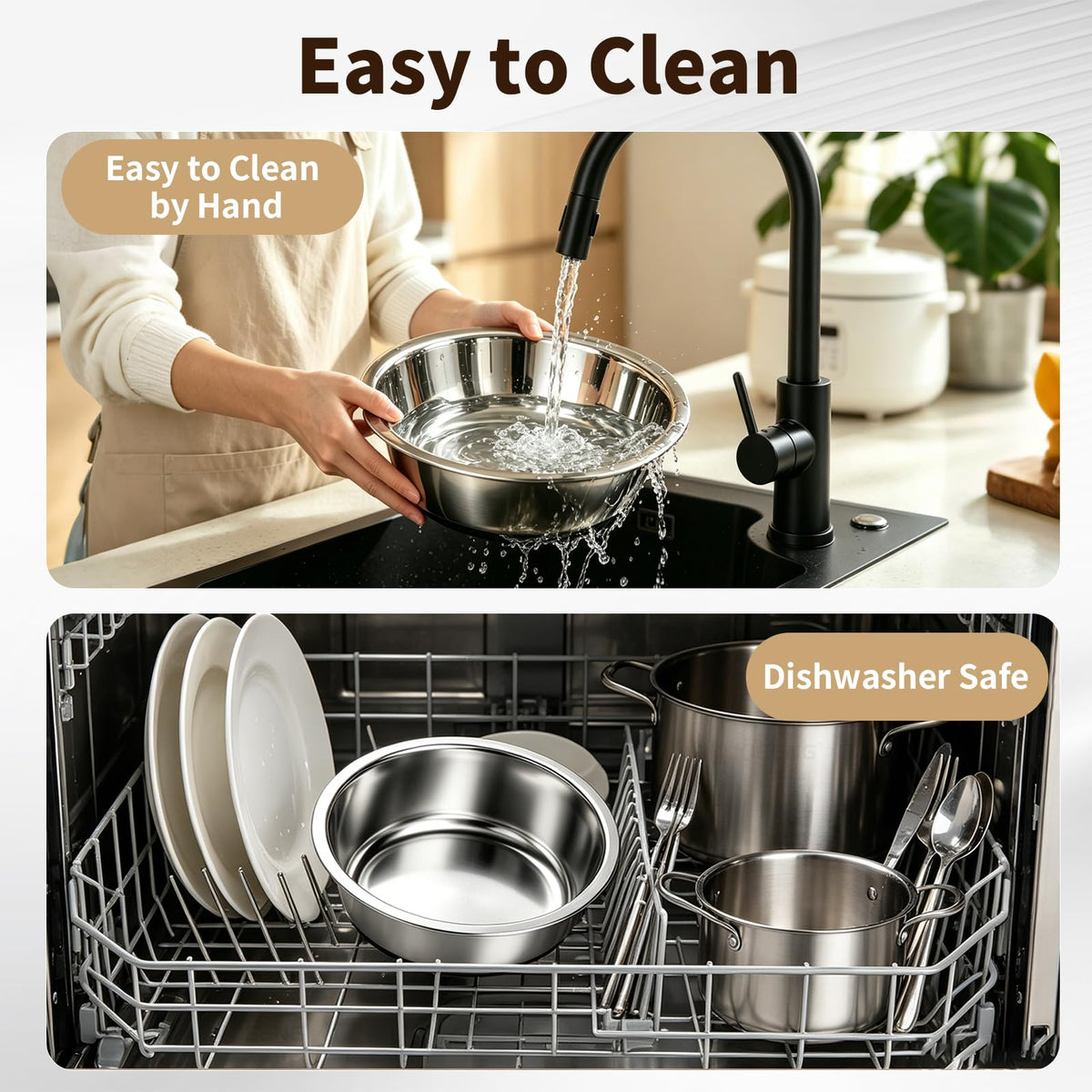 Stainless Steel Dog Bowls, 3.8 Cup, 2 Pack, Non-Slip & Durable Stable Non-Slip Base Dishwasher Safe Effortless Cleaning Space-Saving Stackable Design