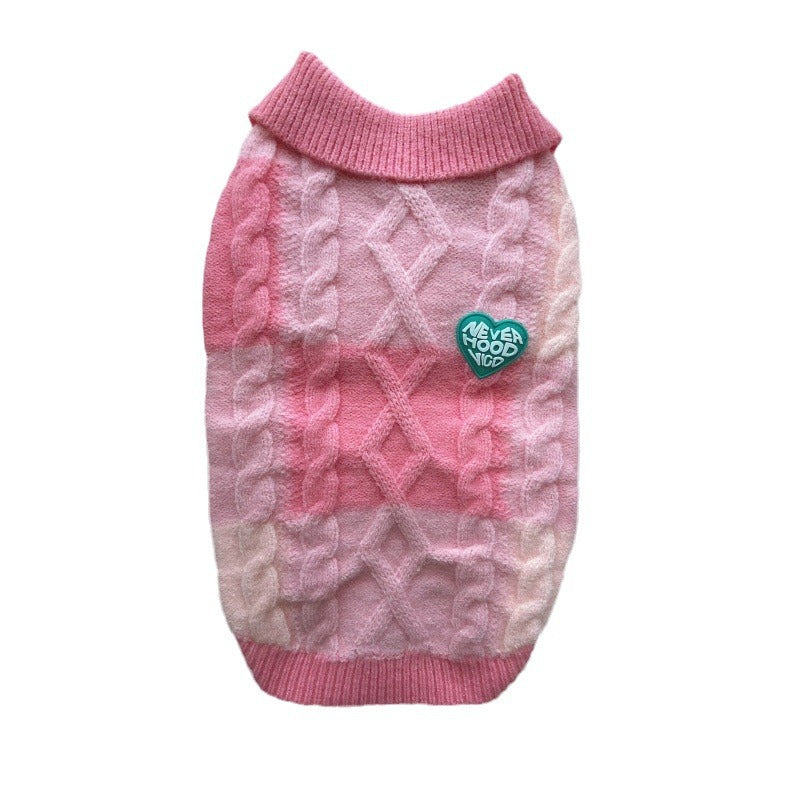 Plaid POLO-collar Cardigan Sweater For Small And Medium-sized Pets