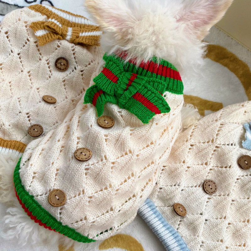 Hollow-out Knitted Sweater Pet Clothing Dog Apparel Knitted Sweater