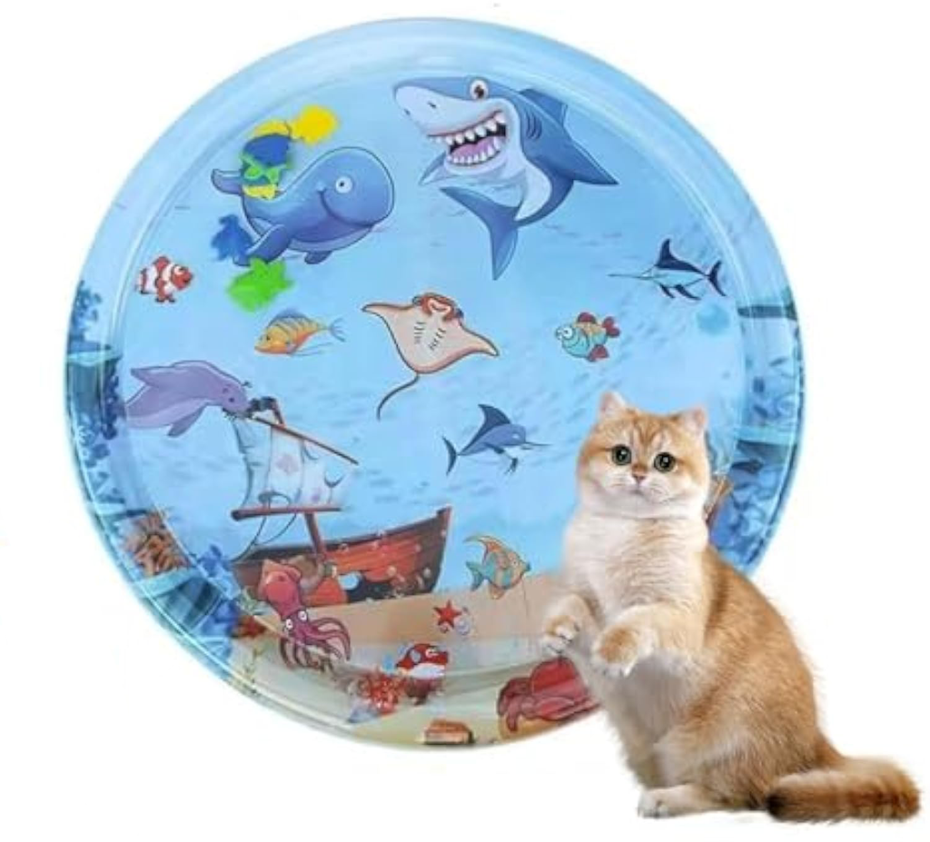 Cat Water Mat Upgraded 0.5mm Thickened Cat Sensory Water Palymat, Anti-Scratch Design Pet Water Mat For Bored Indoor Cats, Cat Interactive Toys With