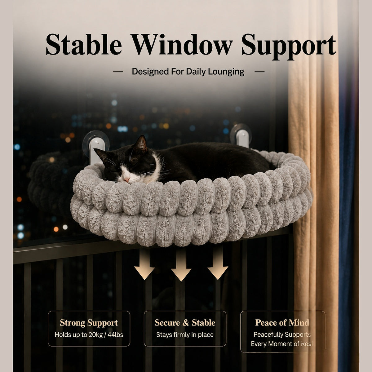 Cat Hammock Wool Mesh Double-Sided Window-Suspended Cat Bed