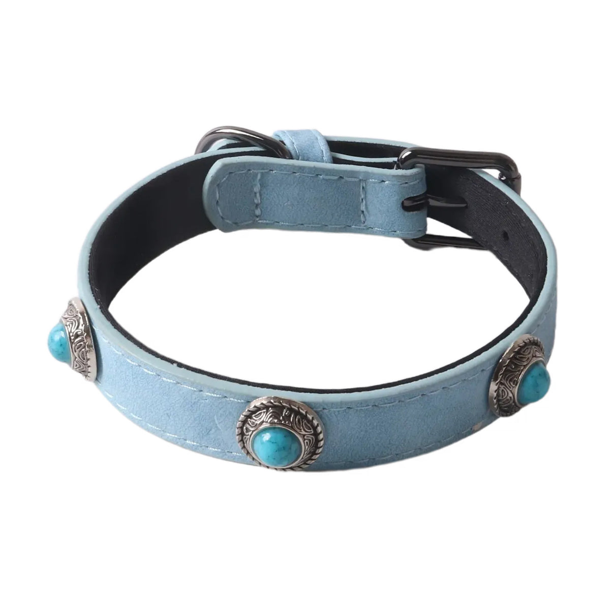 PU Leather Cat's Eye Stone Dog Collar