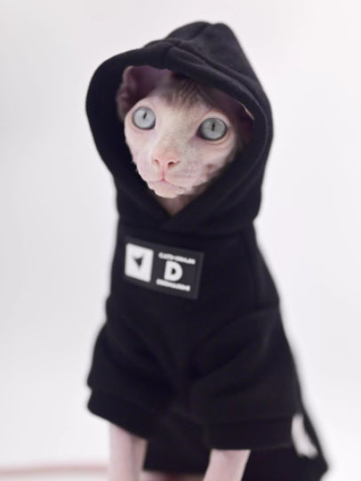 Street-style Fleece-lined Winter Sweater For Hairless Cats Soft Sphynx Cat Clothing