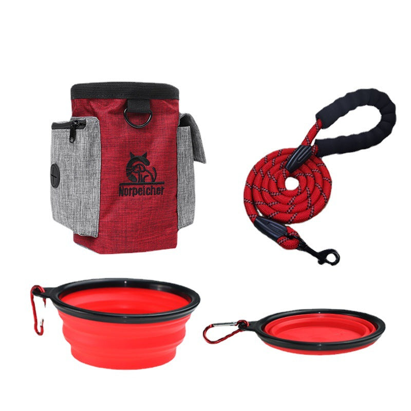 Pet Training Three-piece Set Hand Holding Rope Dog Bowl