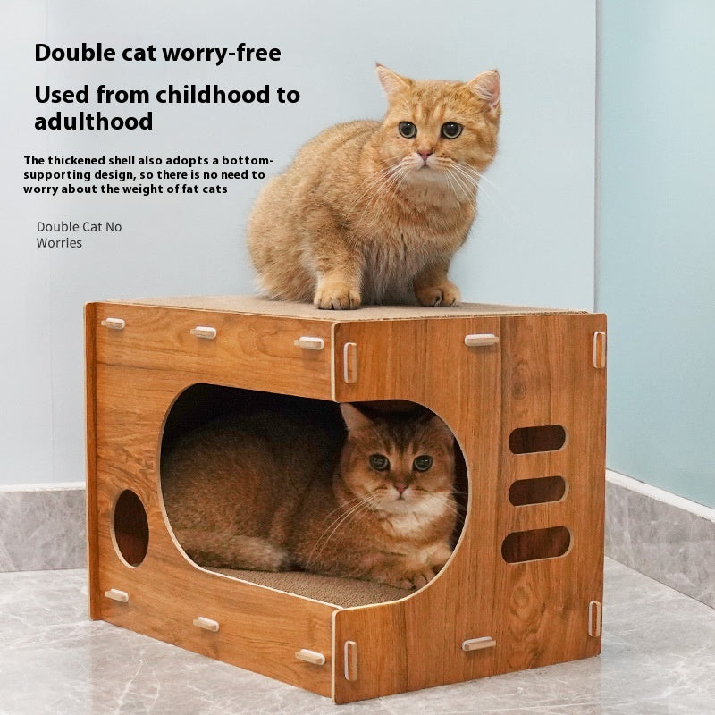 Simple And Spacious Large Double-layer Scratch-resistant Wear-resistant Non-chip Cat House