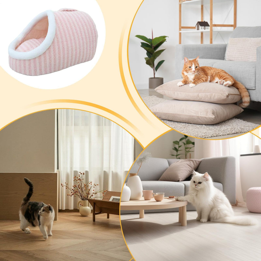 Cat Bed For Indoor Cats Soft Calming Pet Sofa Bed Slipper Shaped Cat, Warm Kitten House Cave, Indoor Enclosed Covered Cavern House For Cats Kittens