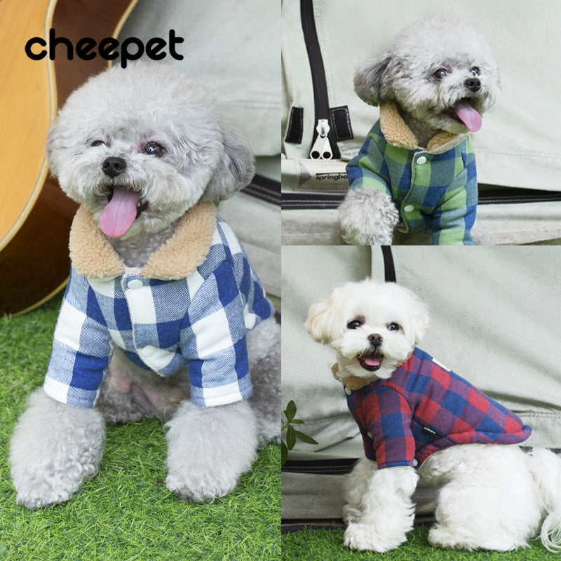 Puppy Dog Clothes Lamb Fur Collar Cotton Coat