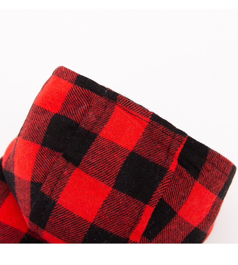 Pet Dog Classic Plaid Hooded Cotton-padded Coat