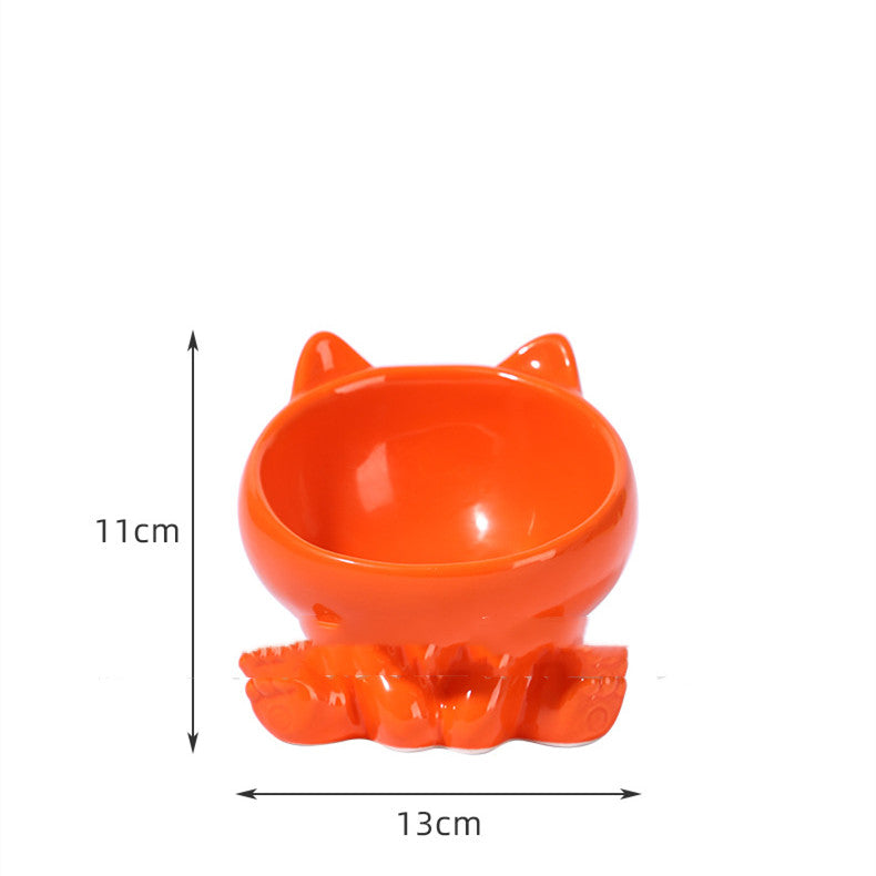 Pet Dogs And Cats Bevel Ceramic Neck Bowl