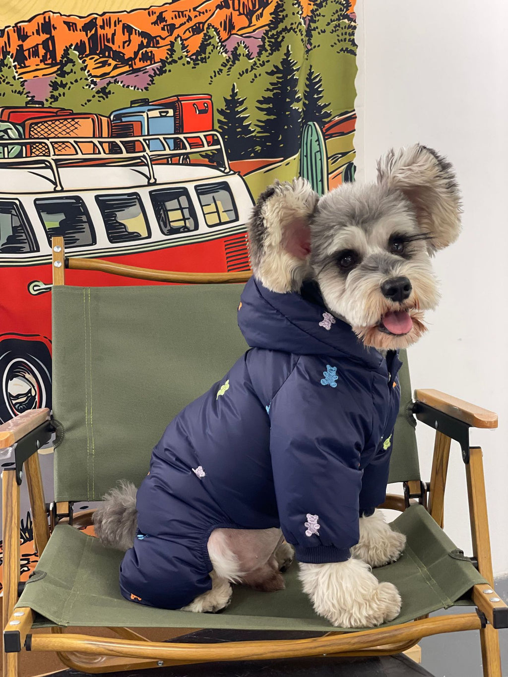 Dog Clothes Thickened Warm Teddy Schnauzer PomeranianBichon Frise Pug Hooded Pet Four Feet Down Jacket