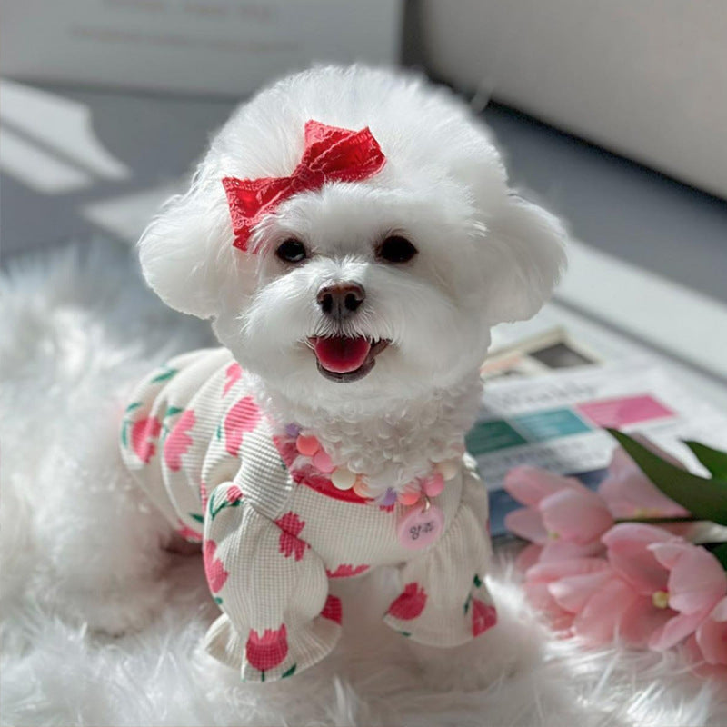Dog Clothes Tulip Full Printed Waffle T-shirt