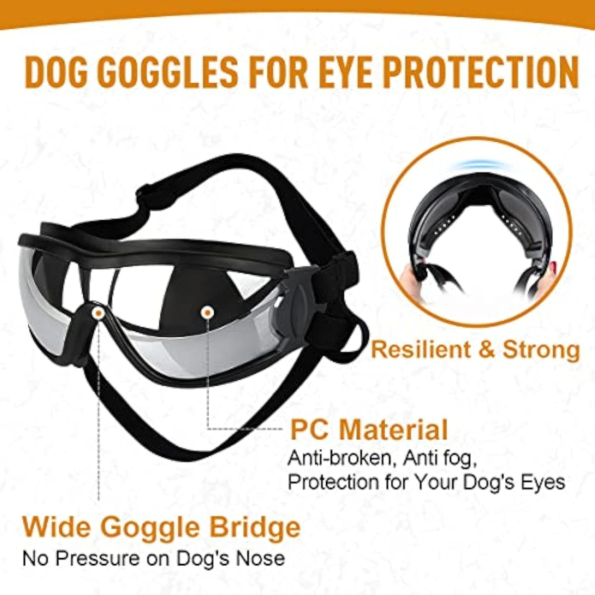 Stylish Windproof Dog Sunglasses Handsome Pet Goggles For Large Medium Breeds With Sun Protection Anti Fog & Adjustable Strap For Driving Swimming