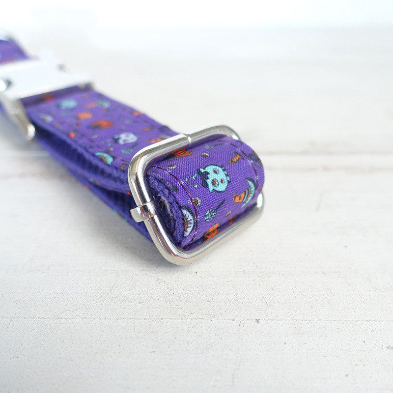 Pet Purple Halloween Print Dog Collar