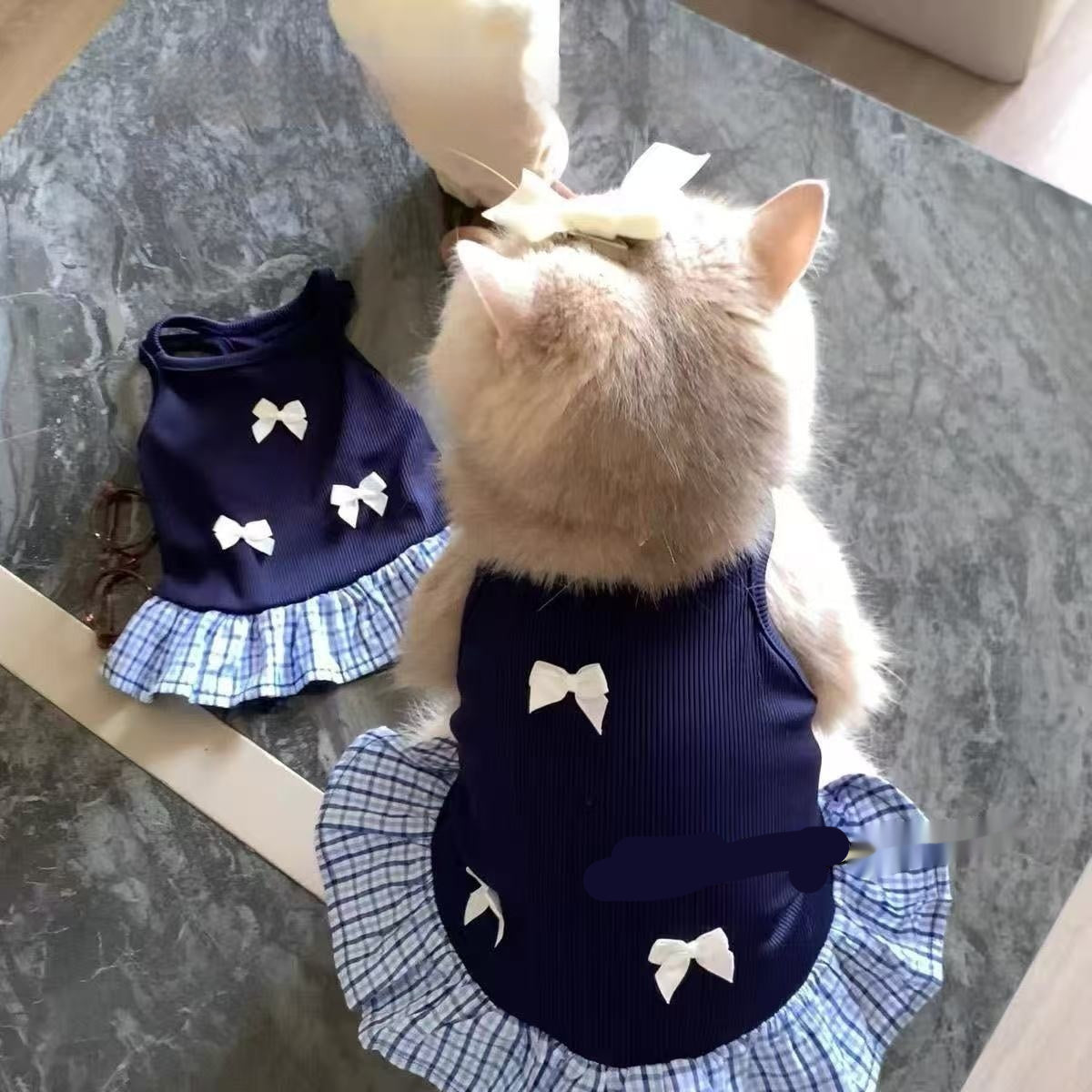 Small Cat And Dog Vest Dress Preppy Style