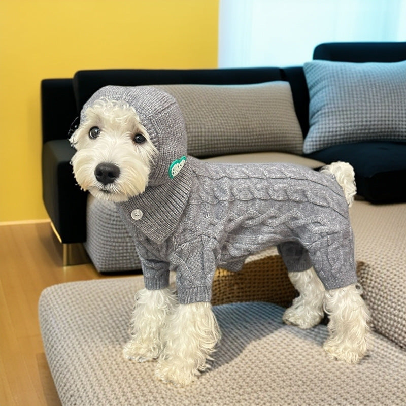 Pet Four-leg Knitted Warm Sweater With Hat Suit