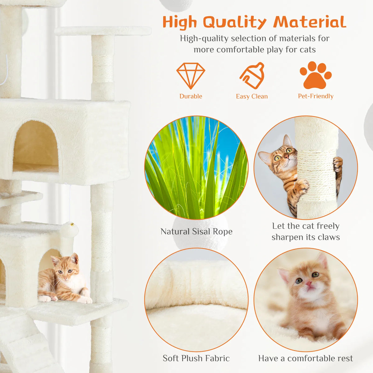 Multi-functional cat tree house cat climbing frame, lounge and recreation area detachable toy, 54in