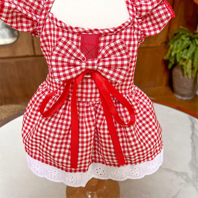 Pet Clothes Flounced Sleeve Three Colors Dress