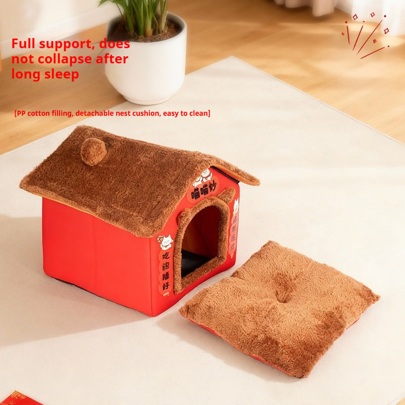 Thickened Semi-enclosed Cat House For Winter