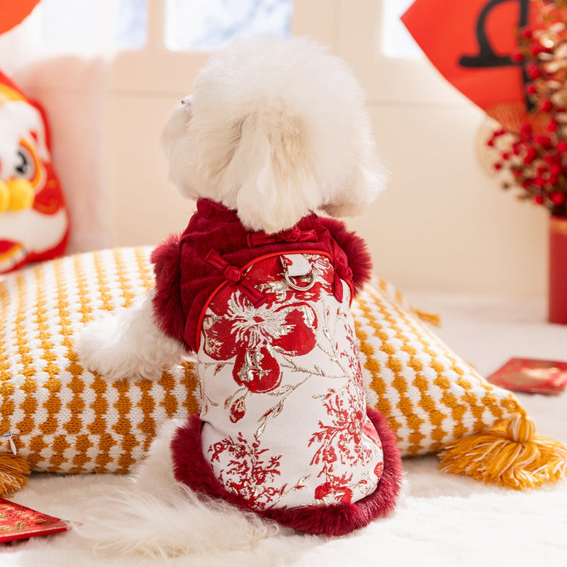 Autumn And Winter Dog New Year Clothes, Chinese-style Small Dog New Year Clothes, Festive Cat Cotton-padded Jackets, Pet Tang Suits