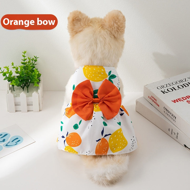 New Summer Ultra-thin Cool Pet Clothes Dog Cat Pet Fashion Floral Butterfly Knot Princess Dress
