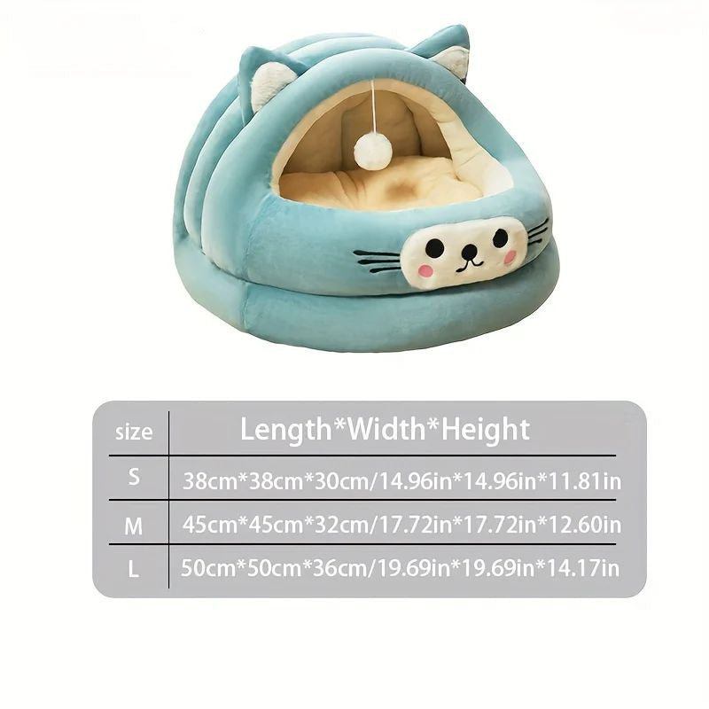 Cat Bed Semi-Enclosed Thickened Cat Ear Pet Nest Warm Pet Supplies For Autumn And Winter Universal Nest For All Seasons