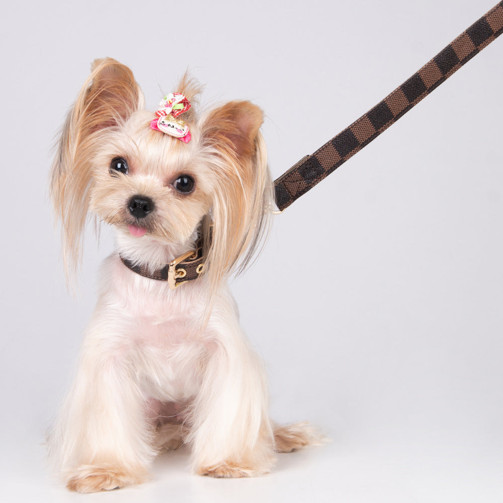 Pet Dog PU Collar Leash Set