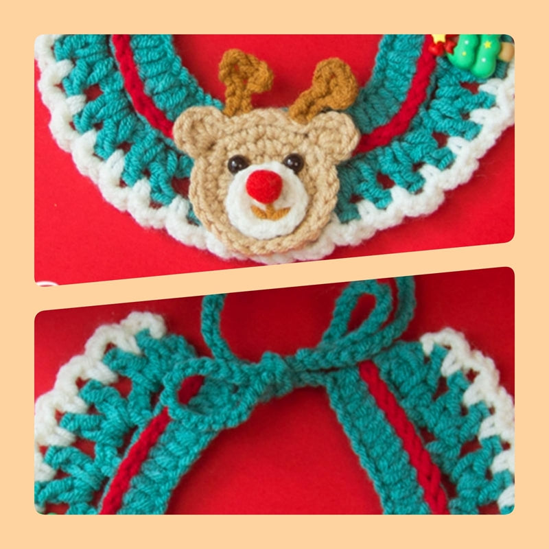 Adjustable Christmas Knit Pet Collar, Crochet Elk Pattern For Cats, Dogs & Pets, Comfortable,Stylish