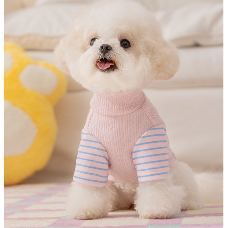 Cute Striped Dog Shirts With Belt Loops, Soft Knitted Pet Clothes For Puppies And Cats, Fashionable Puppy Clothing