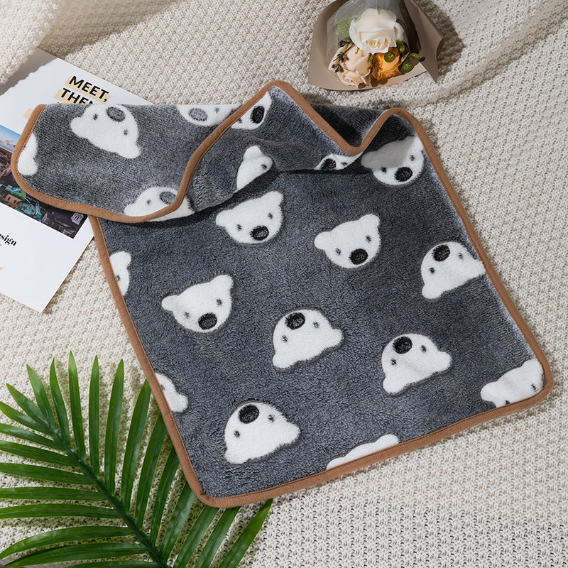 Four Seasons Blanket Thermal Coral Fleece Paw Print Dogs And Cats