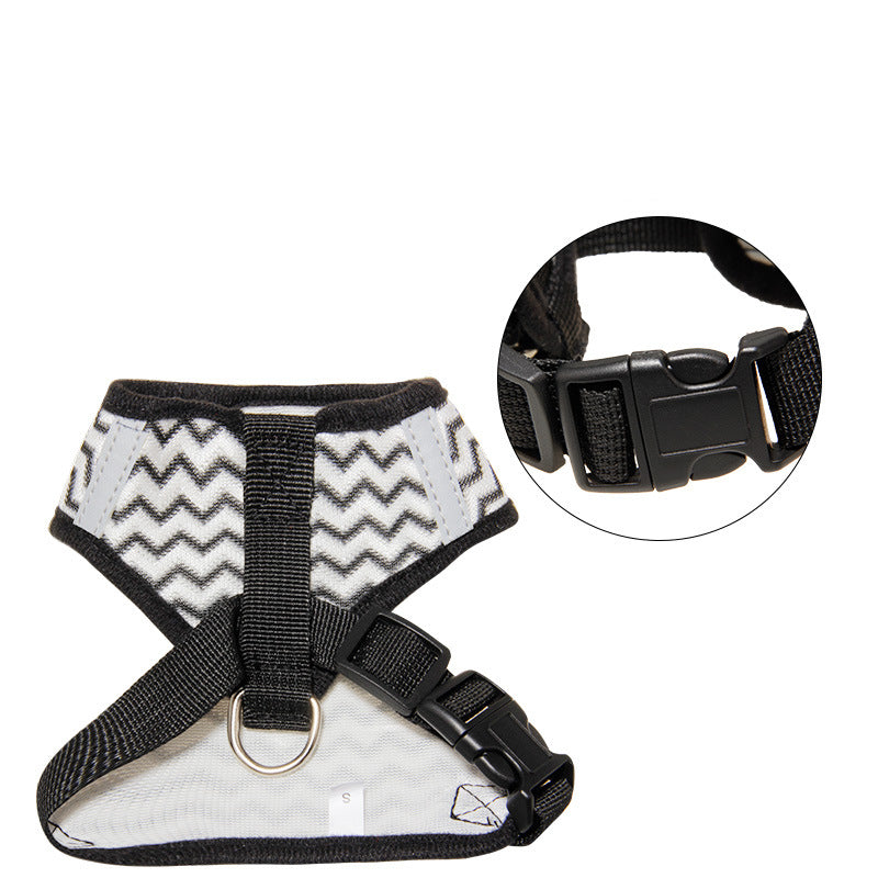 Wave Pattern I-type Traction Reflective Chest Strap Breathable And Thin Cat And Dog Pass