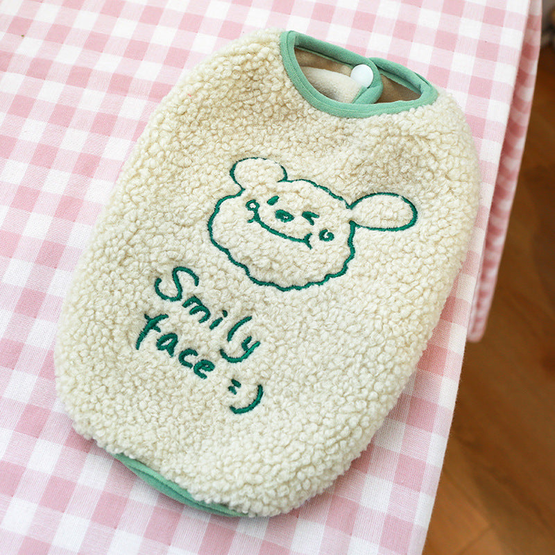 Bichon Christmas Day Elk Embroidered Warm Smile Vest