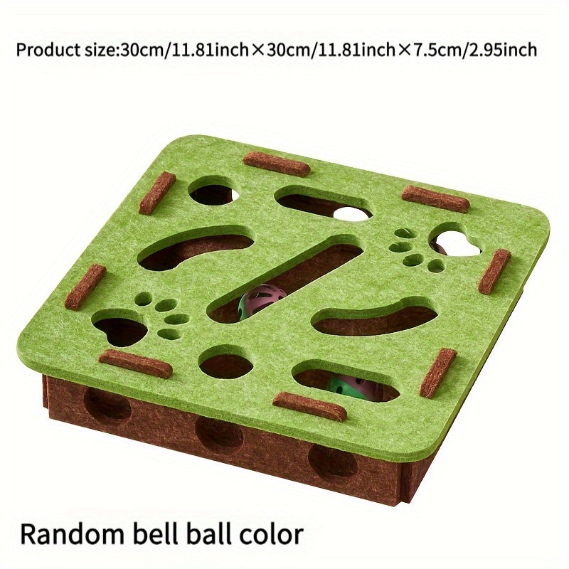 Interactive Cat Puzzle Toy With Maze Tunnel, Bell Ball & Pathways - No Batteries Needed, Durable Felt Construction - Mental Stimulation & Hunting