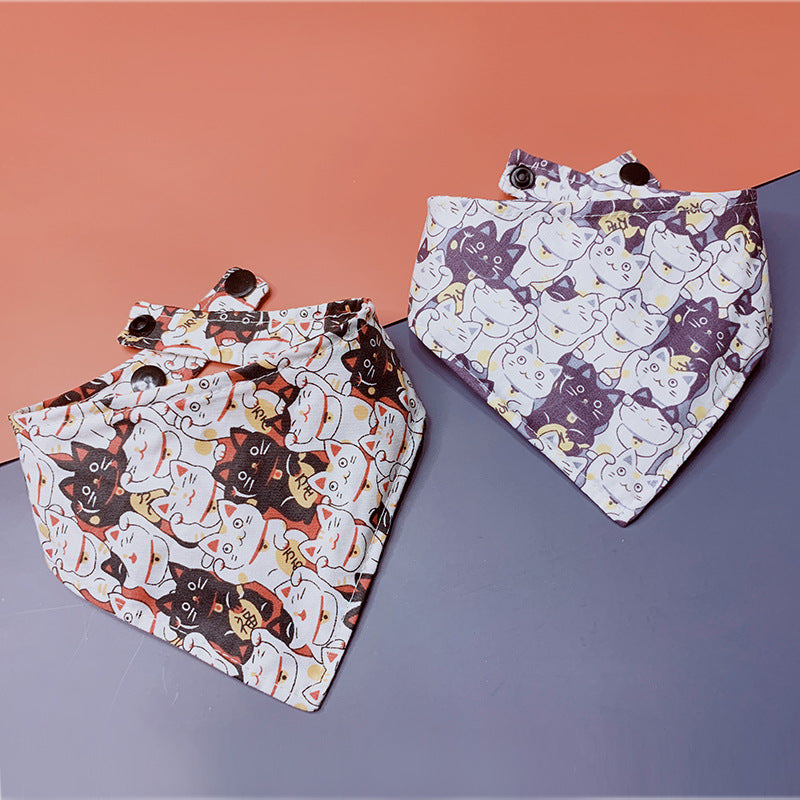 Cartoon Printing Lucky Cat Saliva Scarf Headscarf Supplies Accessories