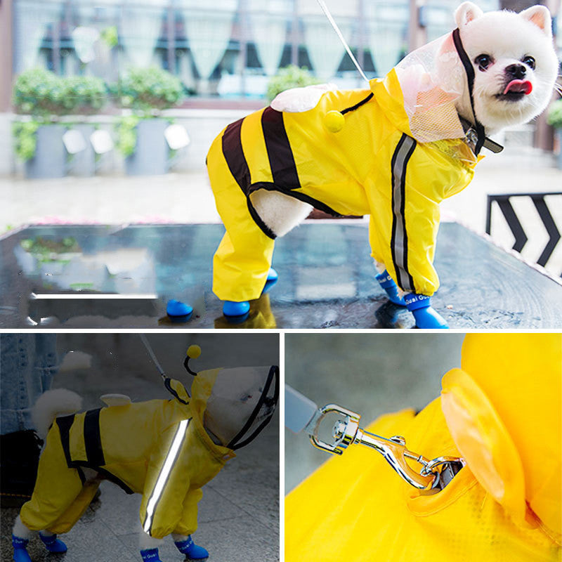Puppy Dog Raincoat Four-legged Waterproof All-inclusive Teddy Poncho Pet Rainy Clothes