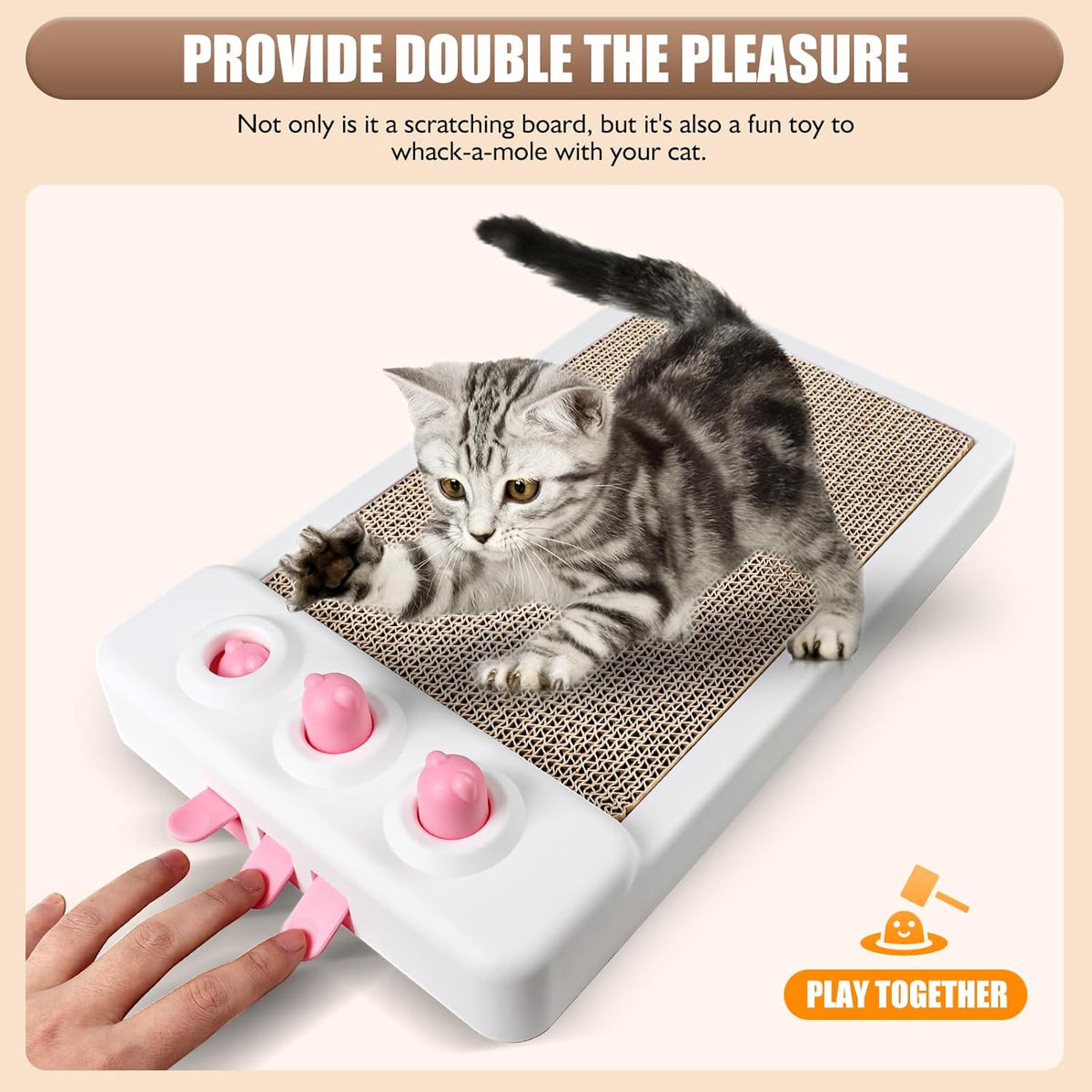 Cat Scratcher Toy Interactive Whack A Mole Cat Toy Cardboard Cat Scratcher Cat Scratching Board Cat Scratching Pad For Indoor Cats Cat Enrichment Toys