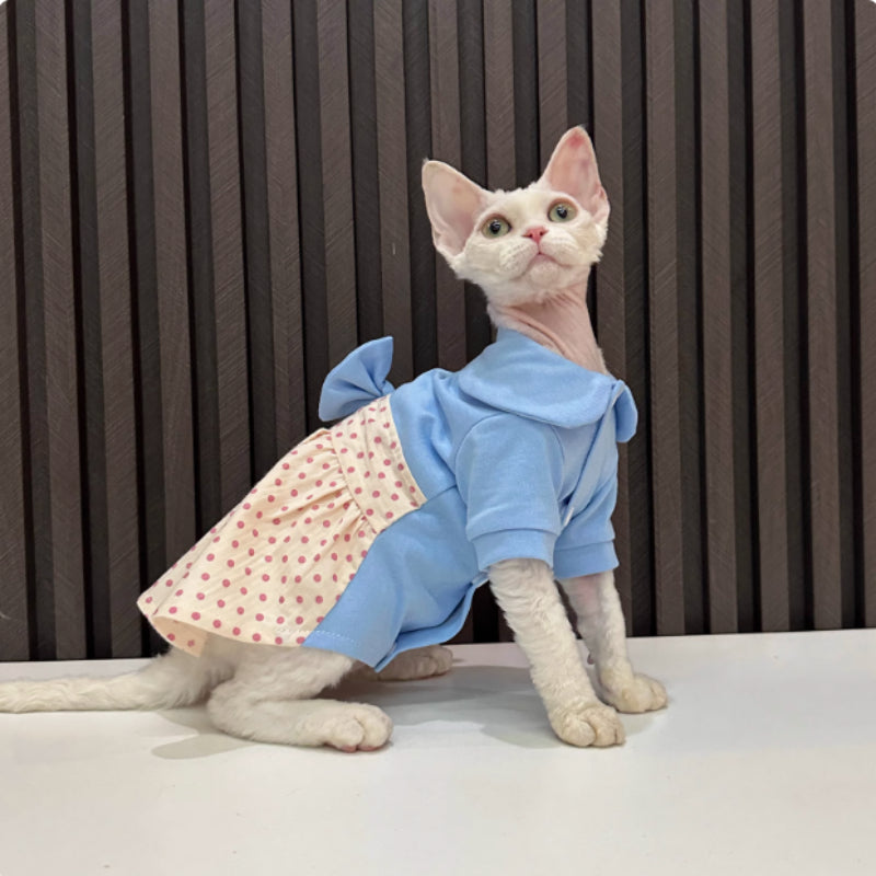 Hairless Cat Polka Dot Bow Skirt