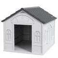 26" Plastic Dog House Outdoor with Air Vents, for Small Medium Dogs, Grey