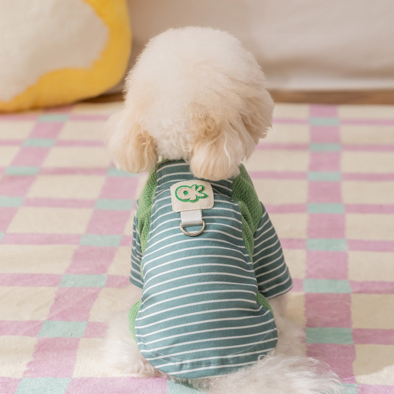 Cute Striped Dog Shirts With Belt Loops, Soft Knitted Pet Clothes For Puppies And Cats, Fashionable Puppy Clothing