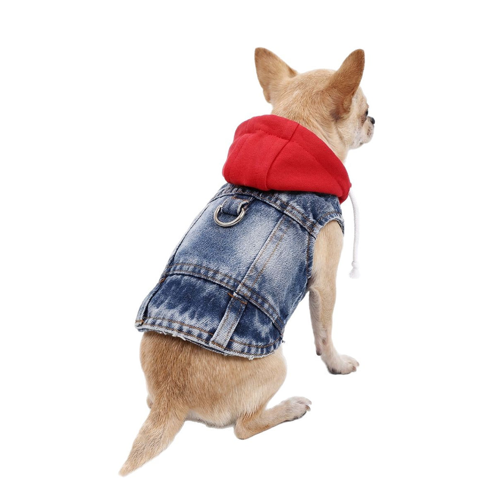 Red-Haired Hooded Denim Vest For Pets