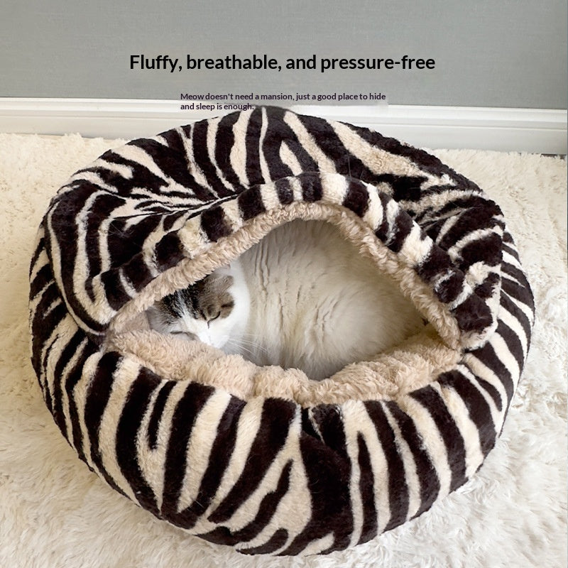 Warm Polar Fleece Nest Covered Bed For Sphynx Heat Retention For Hairless Cats