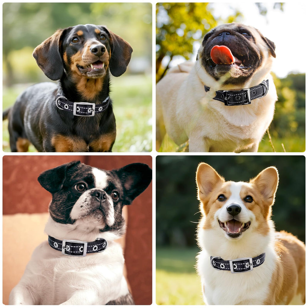 Reflective Dog Collar For Medium Dogs, Adjustable Wide Soft Comfortable Breathable Neoprene Padded Nylon Collar With Heavy Duty Metal Buckle For