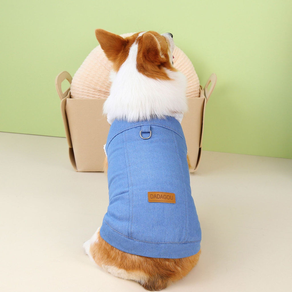 Corgi Dog Clothes Denim Cotton Coat