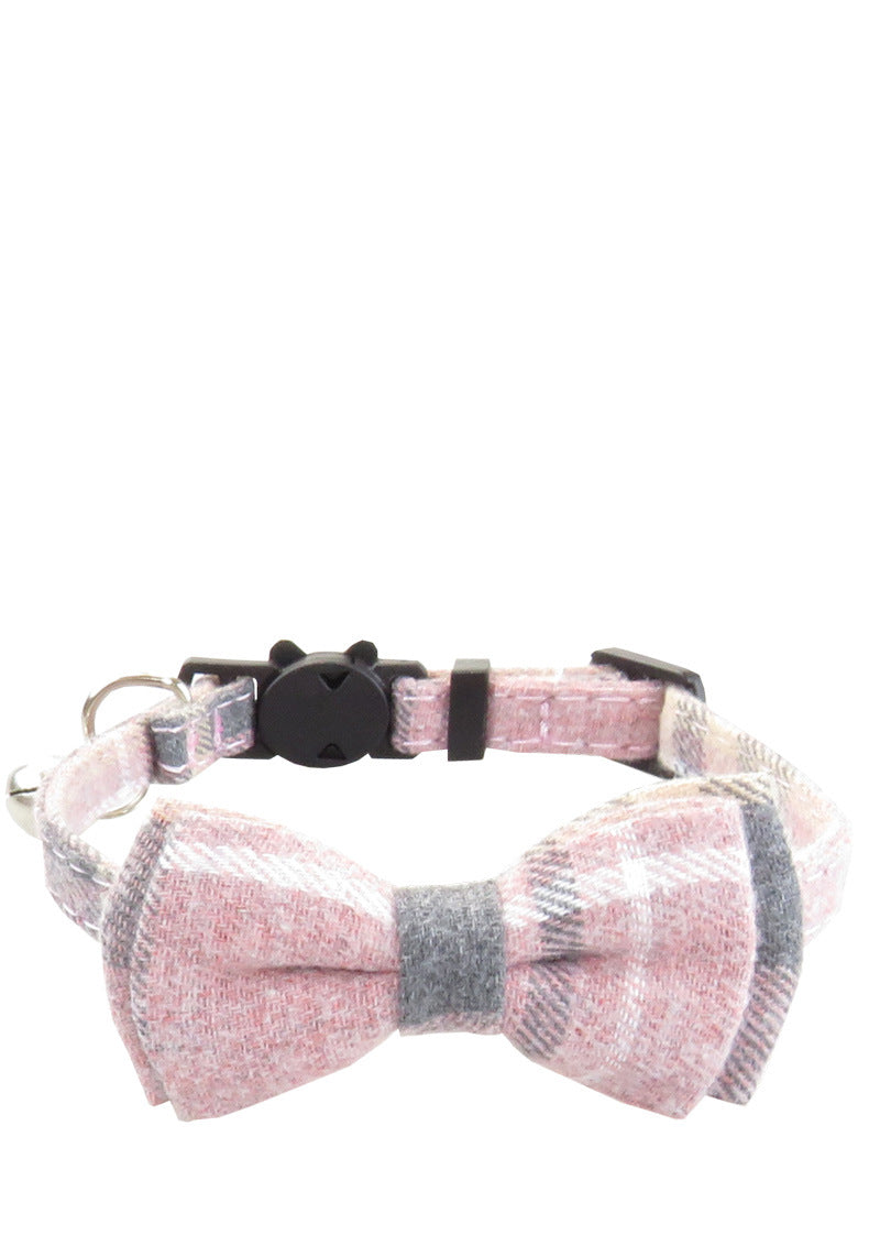Bow Tie Cat Collar Bandana Breakaway Pet Collar Bandana With Classic Plaid Adjustable Cat Collar With Scarf And Bowtie Necklace