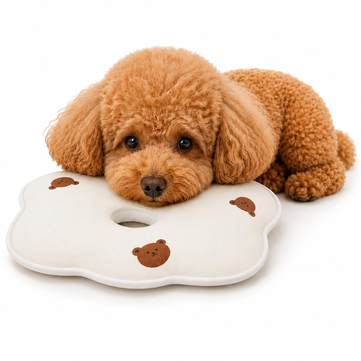 Soft Memory Foam Pet Pillow For Small Dogs And Puppies - Ergonomic Bear-Shaped Cushion For Head And Neck Support, Cozy Nap Bed For Home And Travel