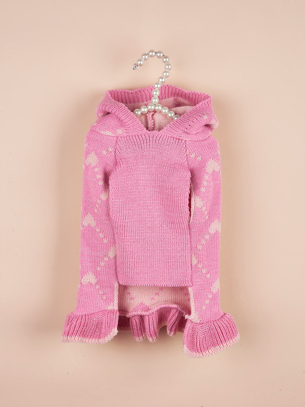 Small Dog Sweater Hoodies Dress Winter Knit Cute Clothing Heart Puppy Clothes