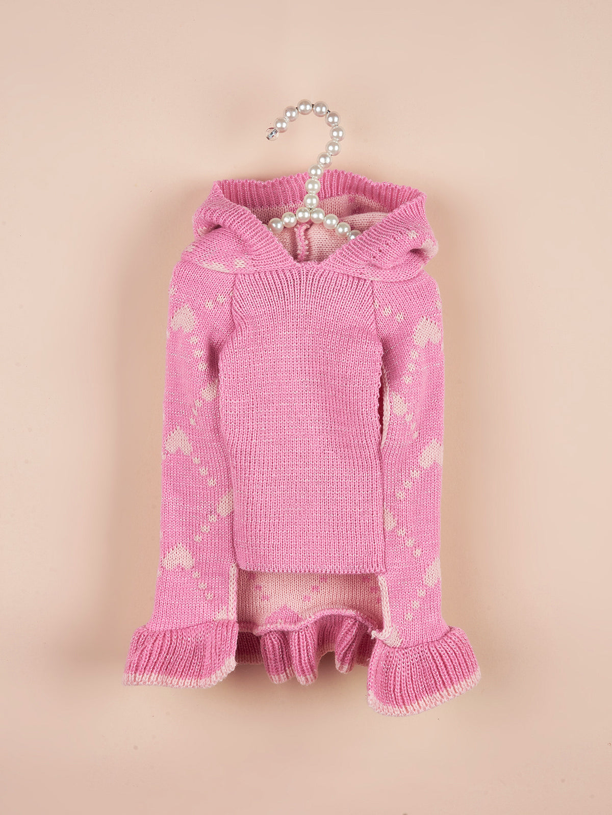 Small Dog Sweater Hoodies Dress Winter Knit Cute Clothing Heart Puppy Clothes